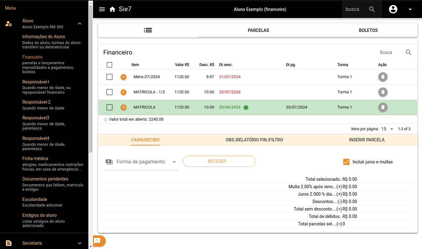 Sistema de Gestão Escolar - Histórico Financeiro do Aluno