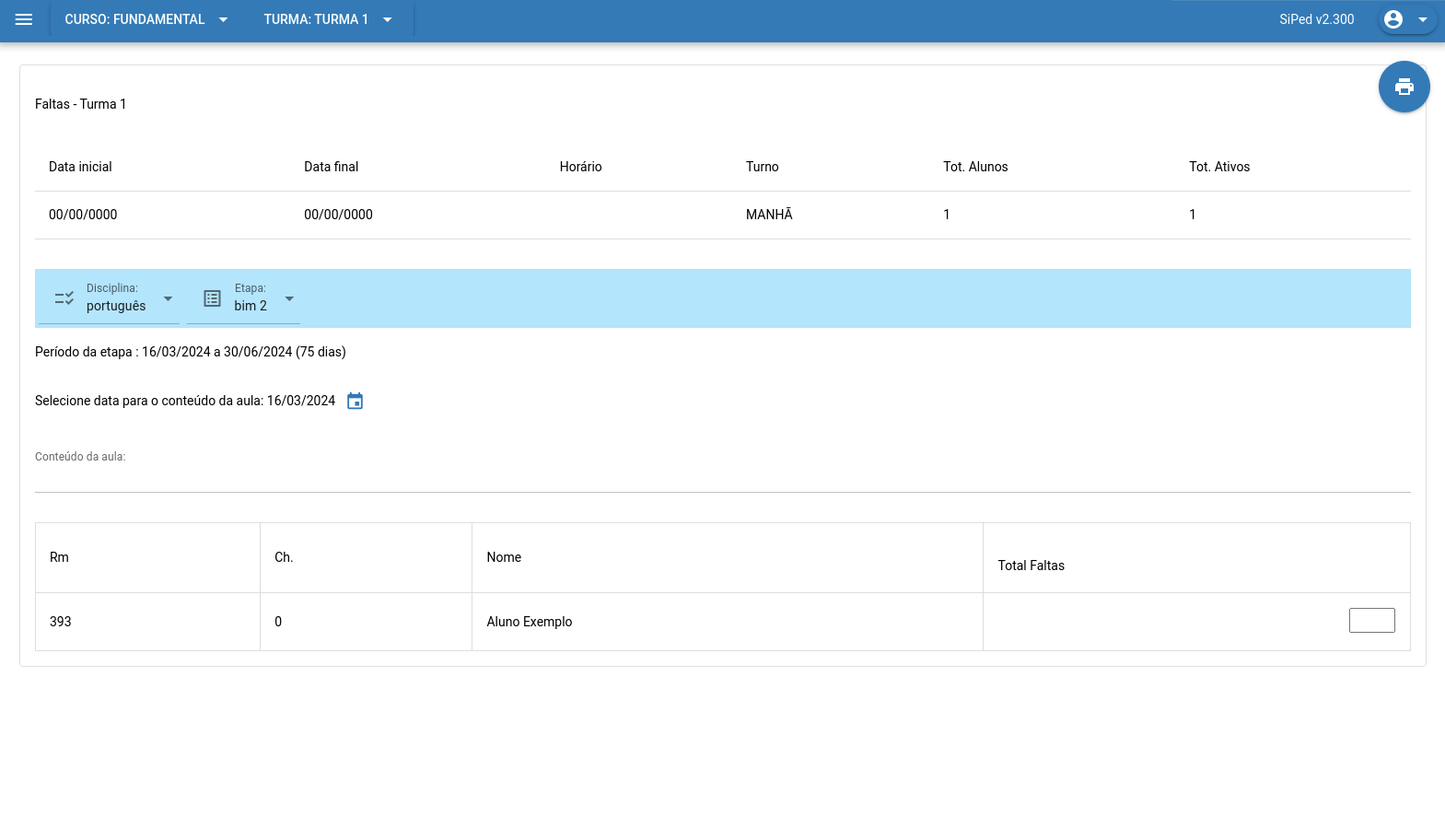 Pedagógico - Registro de faltas dos alunos